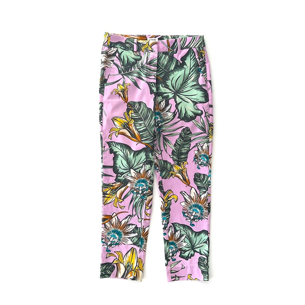 J. Crew Factory Printed Skimmer Pant Lilac Smoky Fern